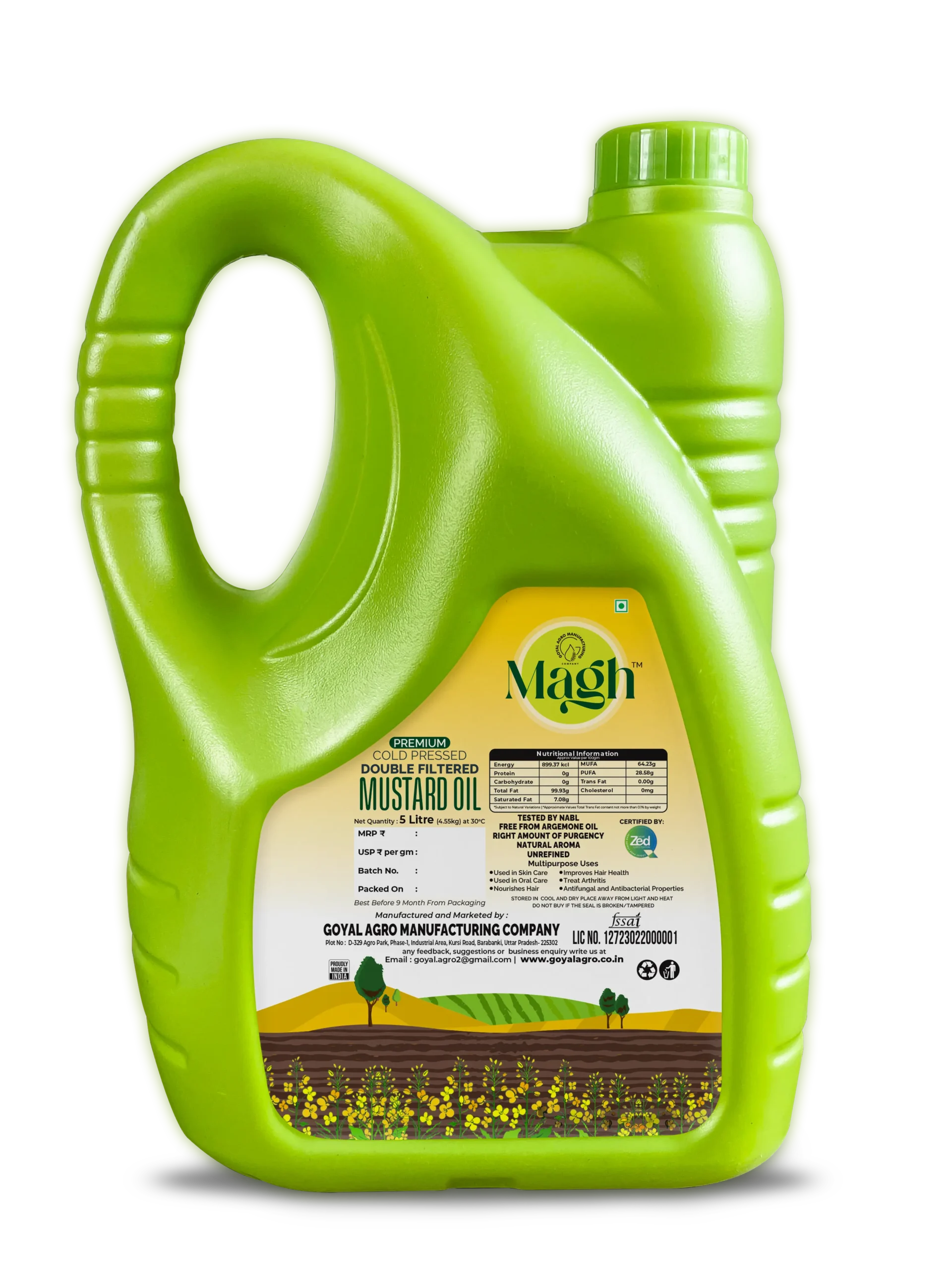 Magh Yellow Mustard Oil / Rapeseed Oil 5L | Cold Pressed - Image 3