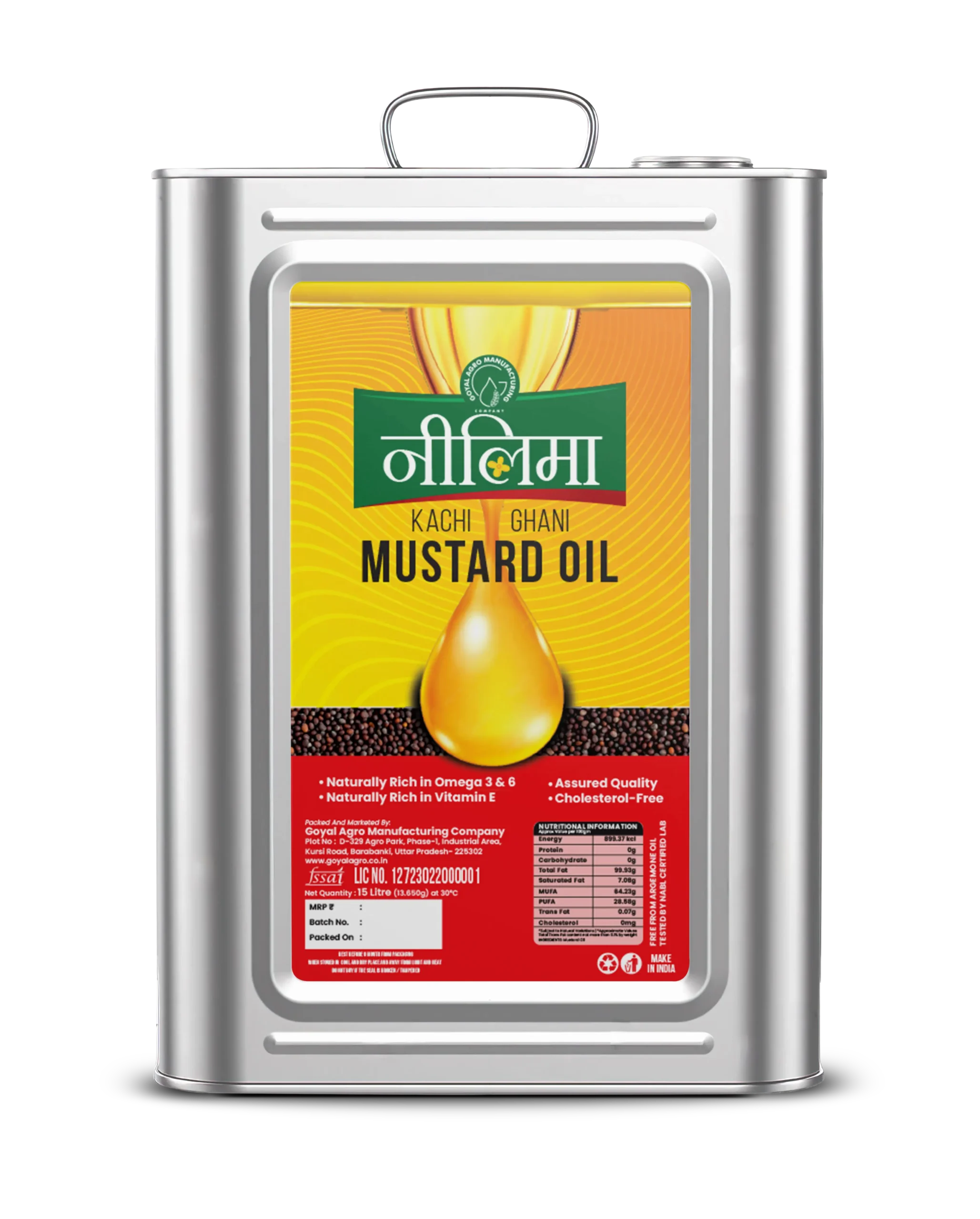 Neelima 15 Litre Kachi Ghani Mustard Oil | Premium Mustard Oil - Image 3