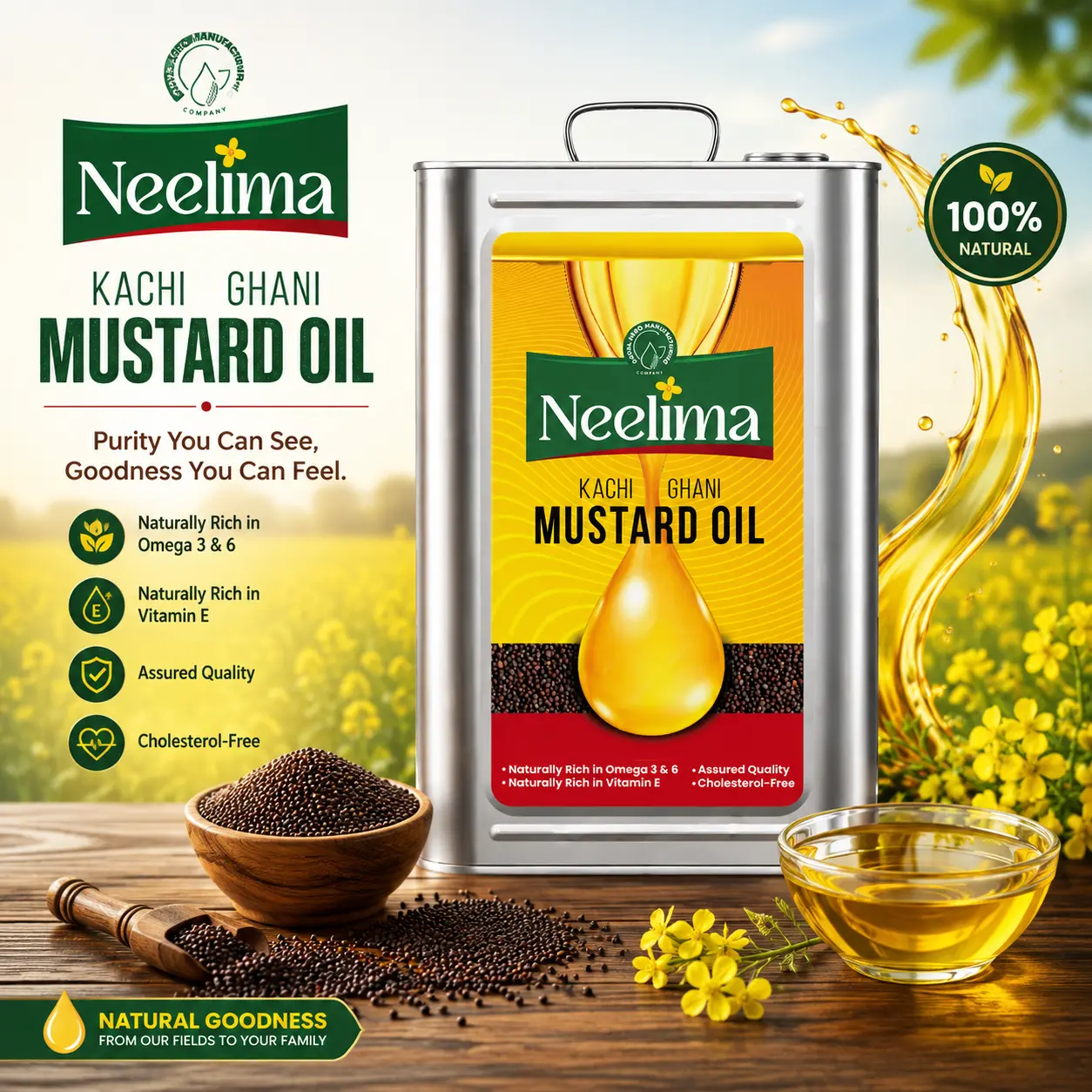 Neelima 15 Litre Kachi Ghani Mustard Oil | Premium Mustard Oil - Image 2